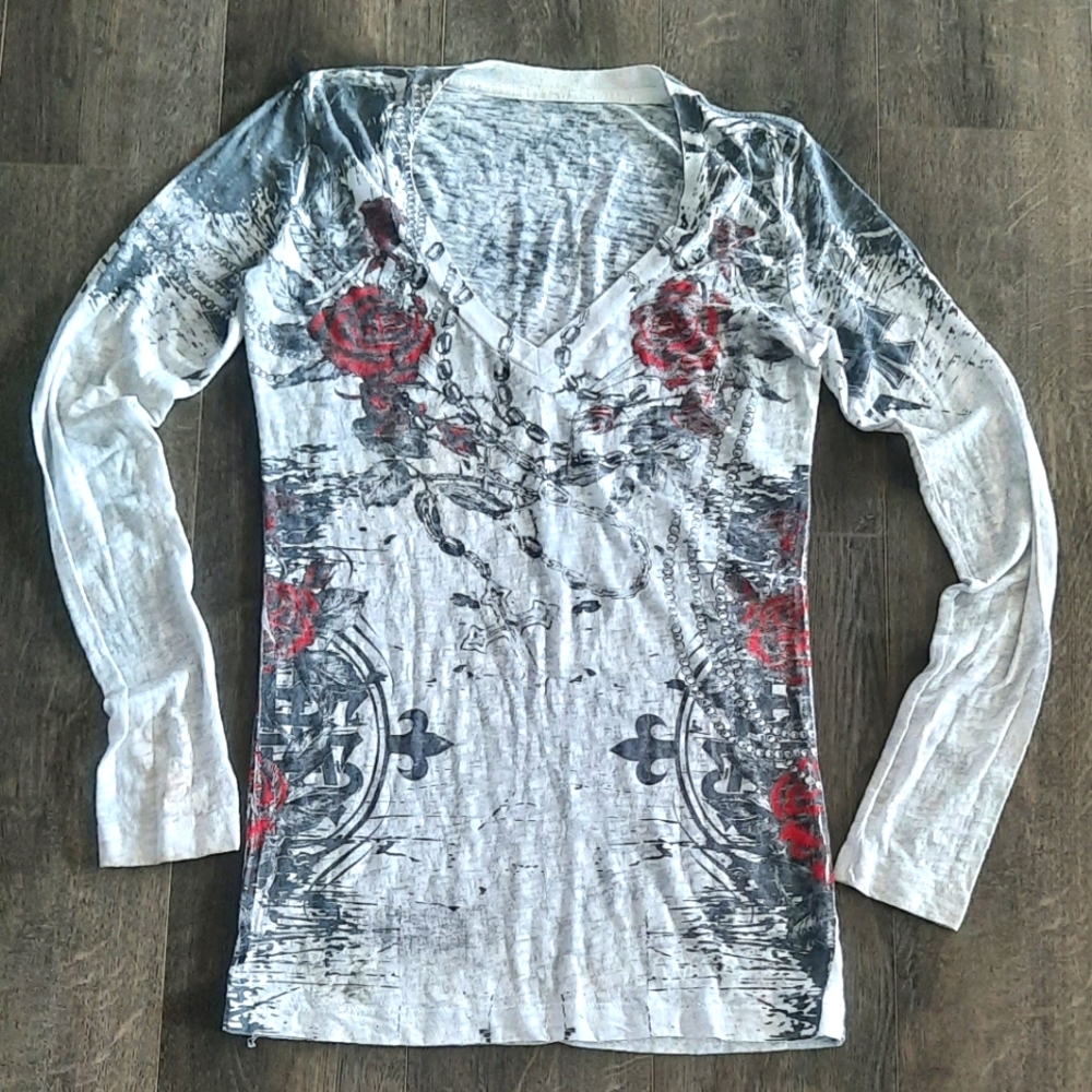 Rebel Saints rose and cross tshirt